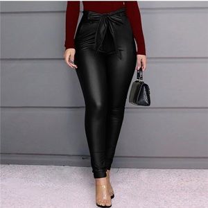 Black high waisted PU pants